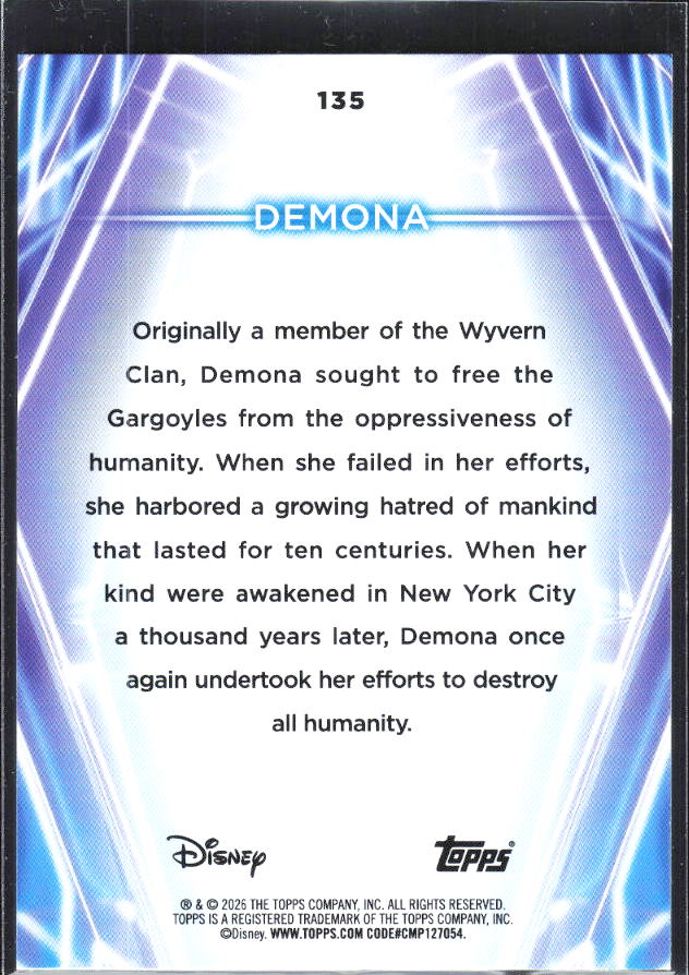2026 Topps Disney Neon #135 Demona – baksida