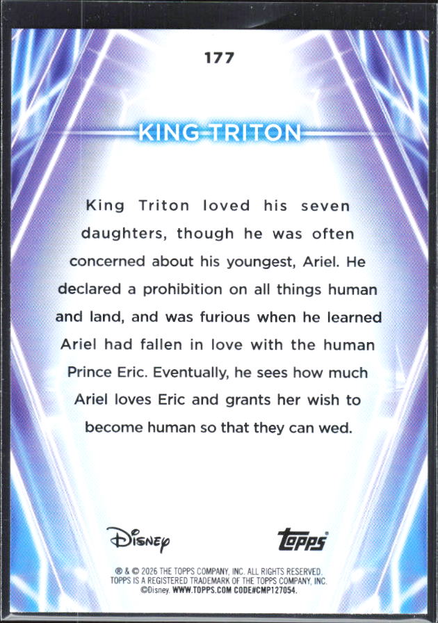 2026 Topps Disney Neon #177 King Triton – baksida