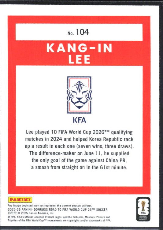 2025-26 Donruss Road to FIFA World Cup #104 Kang-in Lee – baksida