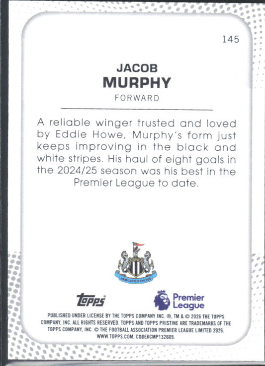 2025-26 Topps Pristine Premier League #145 Jacob Murphy – baksida