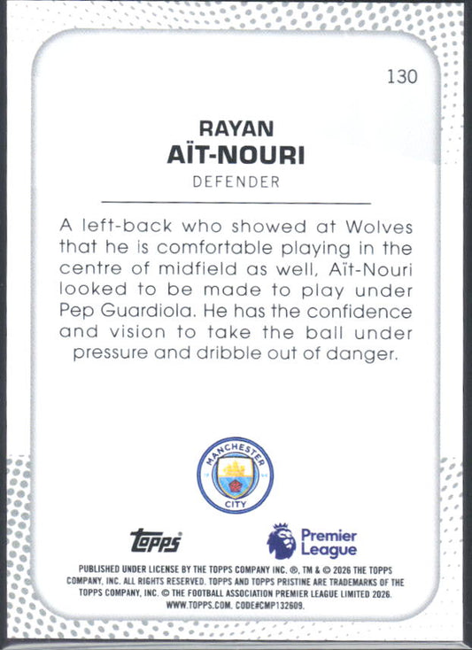 2025-26 Topps Pristine Premier League #130 Rayan Aït-Nouri – baksida