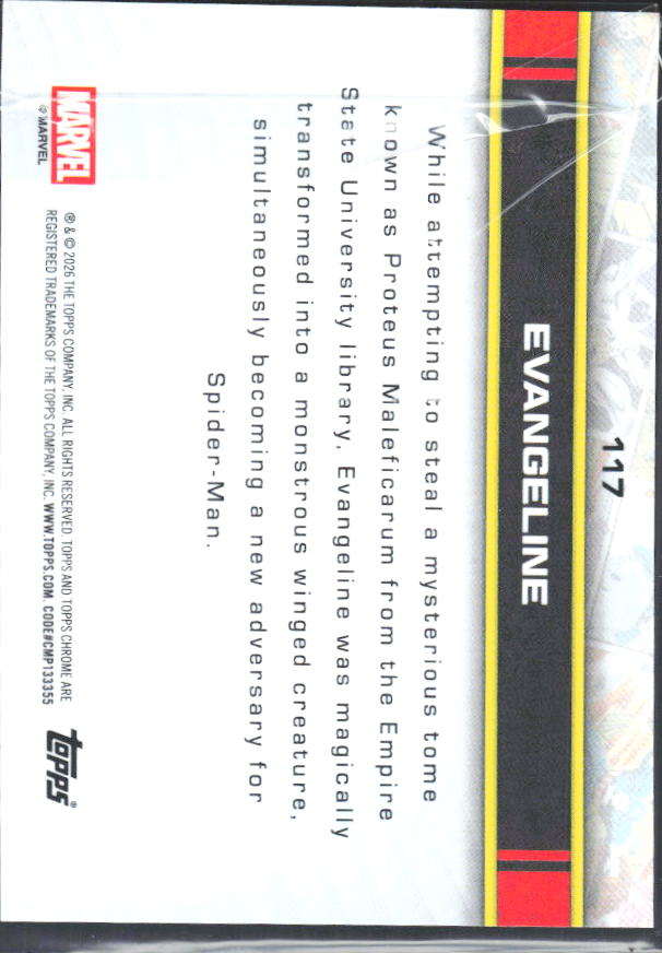 2026 Topps Chrome Marvel Comics #117 Evangeline Whedon – baksida
