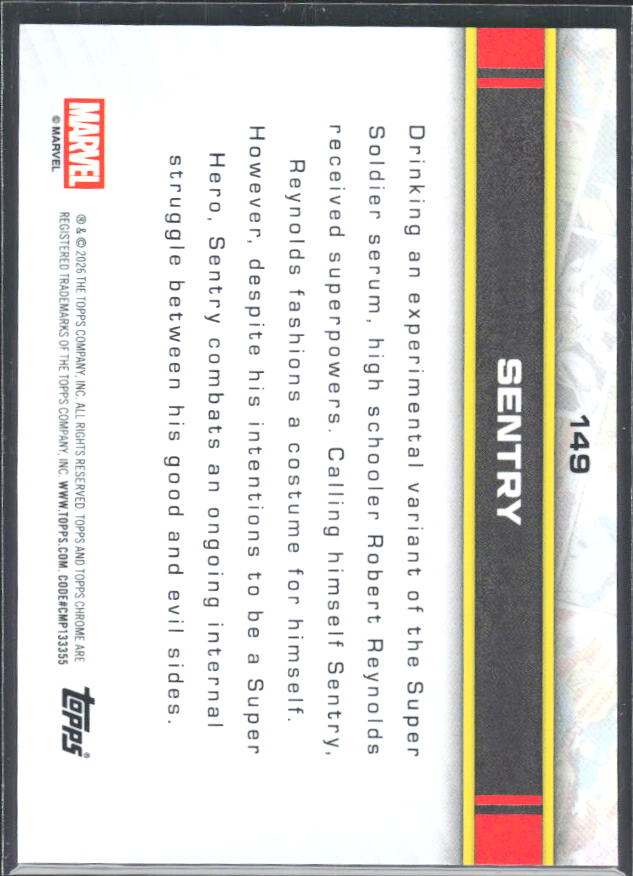 2026 Topps Chrome Marvel Comics #149 Sentry – baksida
