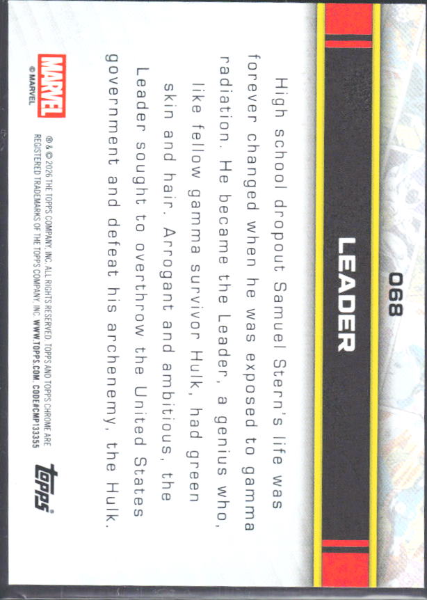 2026 Topps Chrome Marvel Comics #68 Leader – baksida