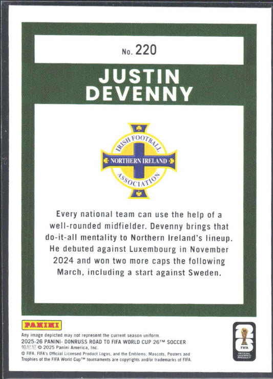 2025-26 Donruss Road to FIFA World Cup #220 Justin Devenny – baksida