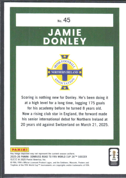2025-26 Donruss Road to FIFA World Cup Optic #45 Jamie Donley – baksida