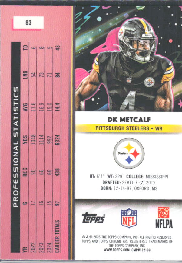 2025 Topps Cosmic Chrome #83 DK Metcalf – baksida