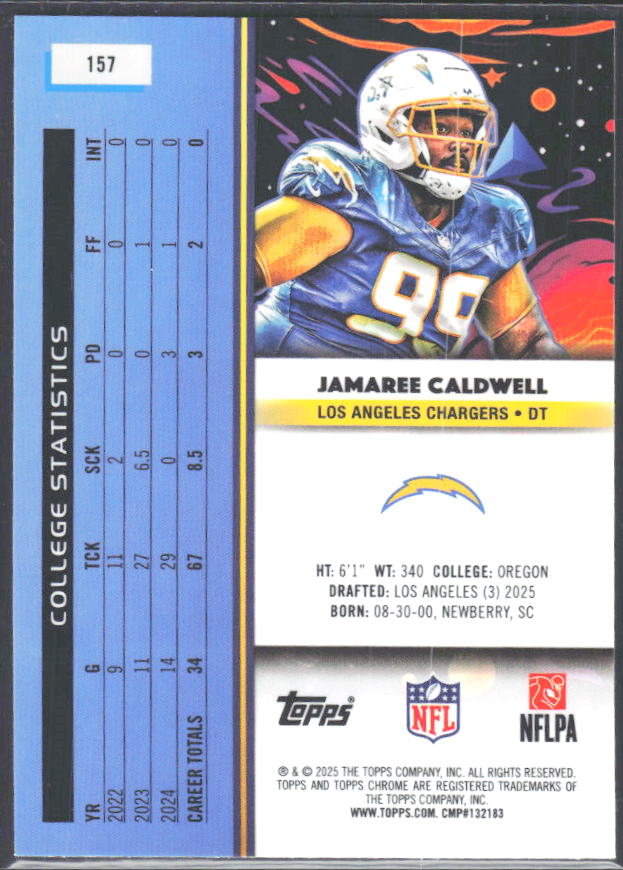 2025 Topps Cosmic Chrome #157 Jamaree Caldwell – baksida