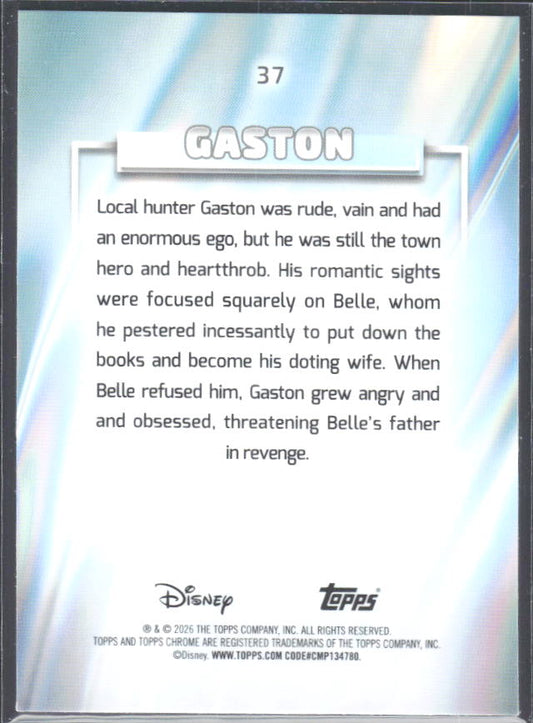 2026 Topps Chrome Disney #37 Gaston – baksida