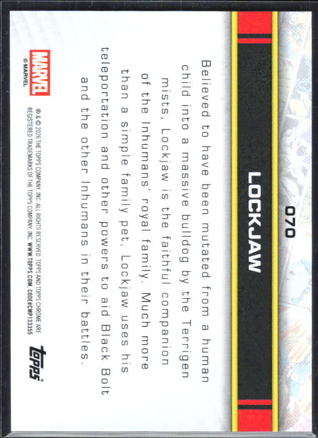 2026 Topps Chrome Marvel Comics #70 Lockjaw – baksida
