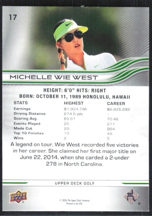 Michelle Wie West 2026 Upper Deck Golf #17 – baksida