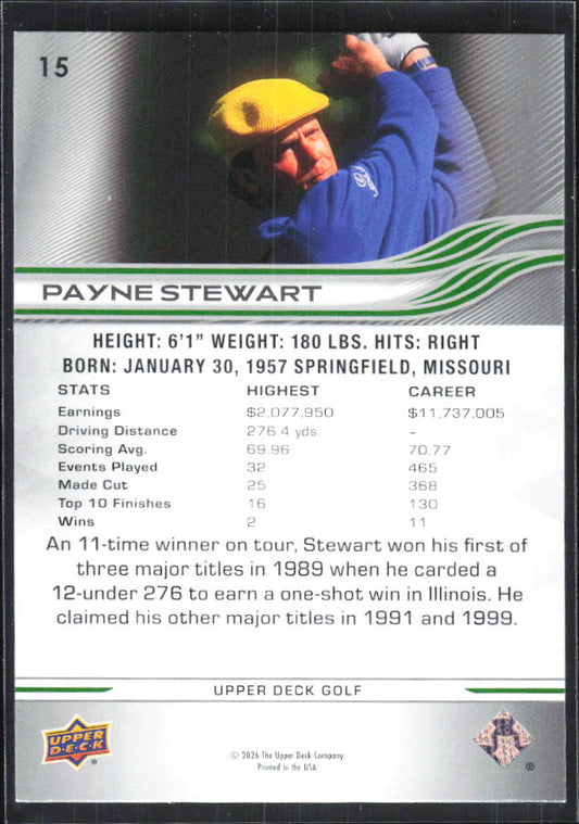 Payne Stewart 2026 Upper Deck Golf #15 – baksida