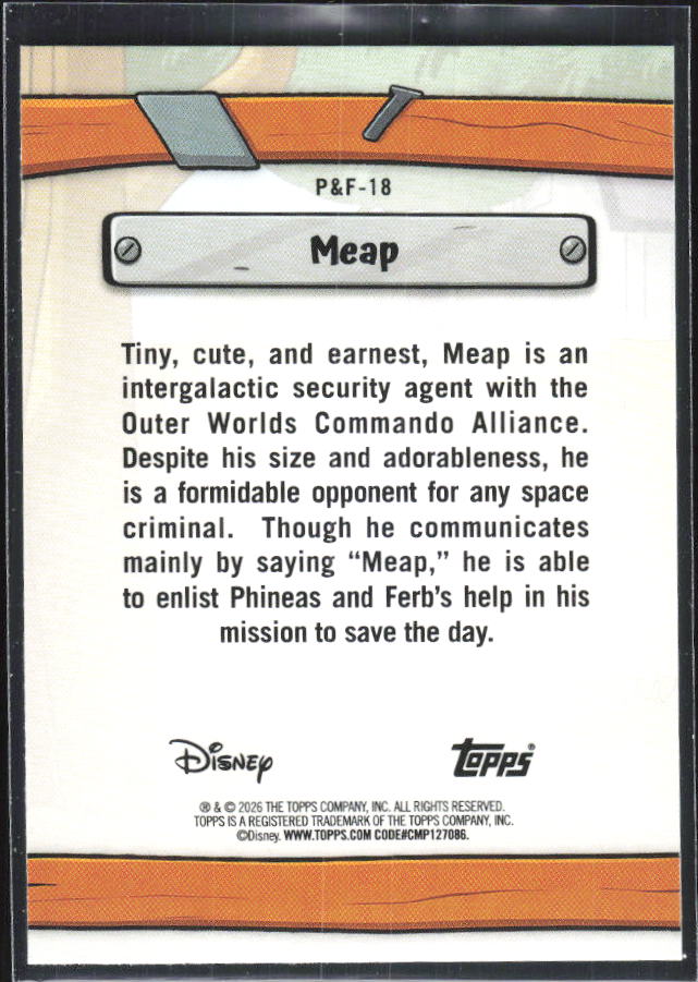 Meap 2026 Disney Neon Phineas & Ferb #P&F-18 – baksida