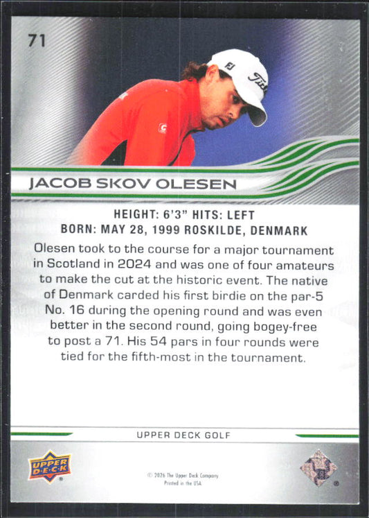 Jacob Skov Olesen 2026 Upper Deck Golf #71 – baksida