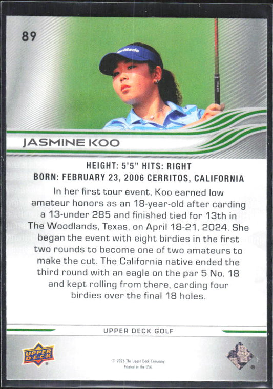 Jasmine Koo 2026 Upper Deck Golf #89 – baksida