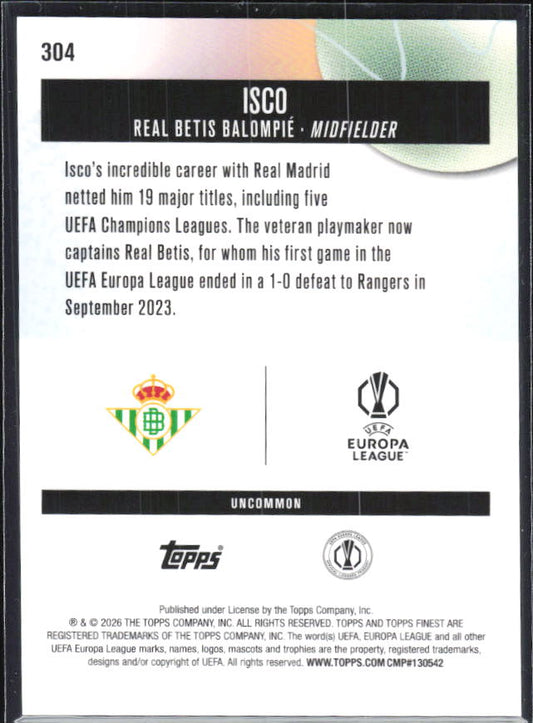 Isco 2025-26 Finest UEFA Uncommon #304 – baksida