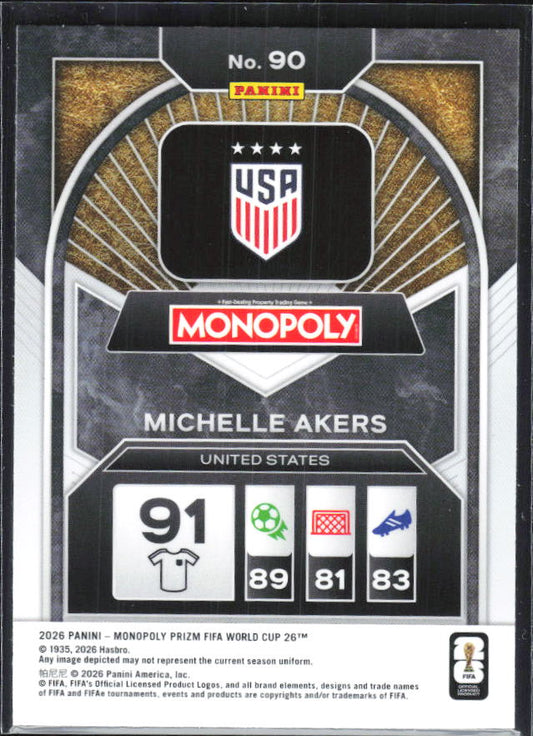Michelle Akers 2026 Monopoly Prizm FIFA World Cup #90 – baksida