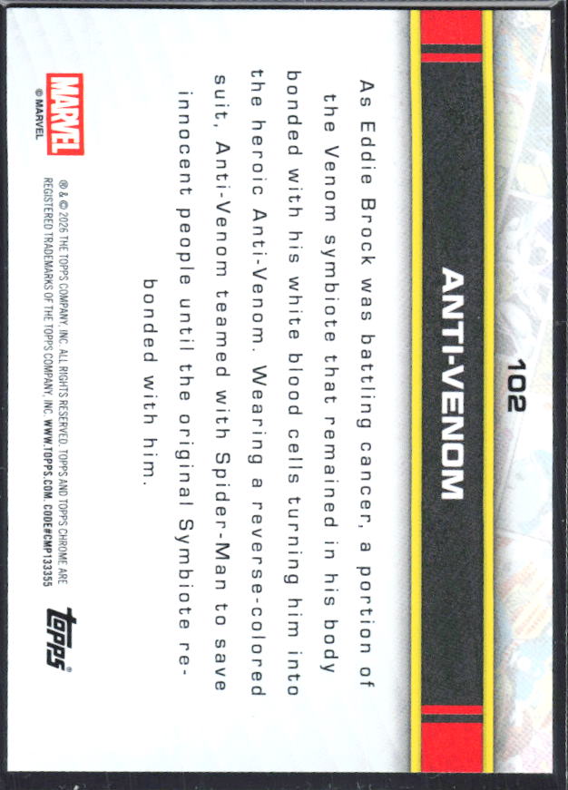 Anti-Venom 2026 Chrome Marvel #102 – baksida