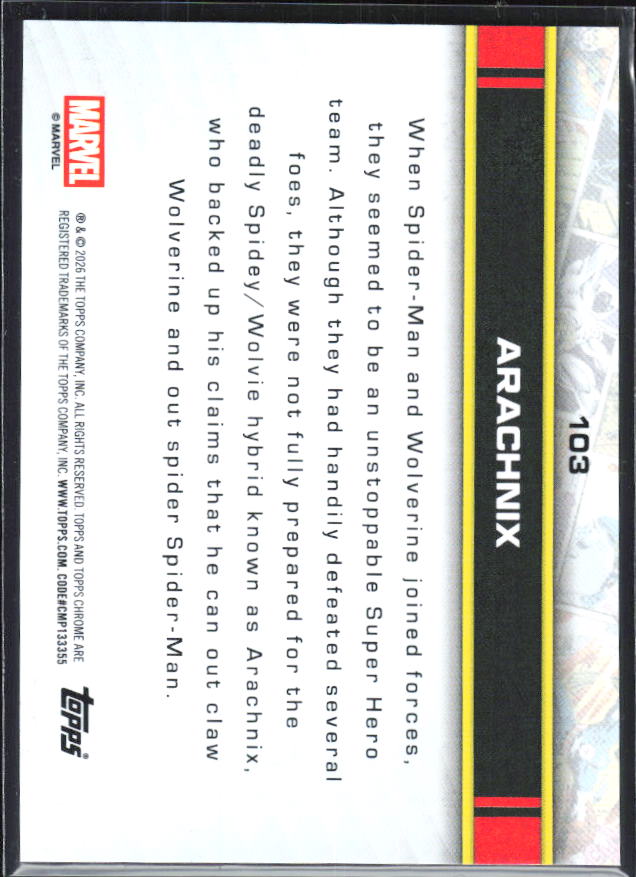 Arachnix 2026 Chrome Marvel #103 – baksida