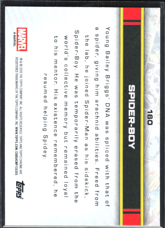 Spider-Boy 2026 Chrome Marvel #160 – baksida