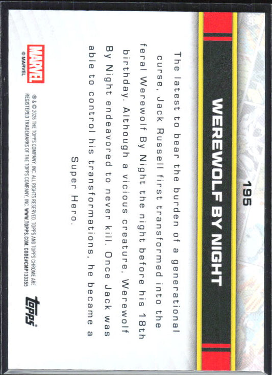 Werewolf by Night 2026 Chrome Marvel #195 – baksida