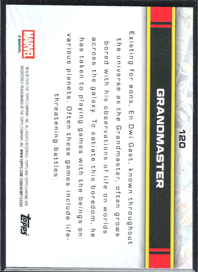 Grandmaster 2026 Chrome Marvel #120 – baksida
