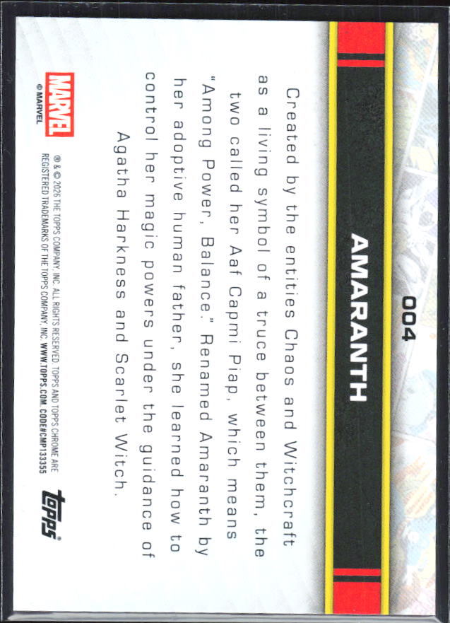 Amaranth 2026 Chrome Marvel #004 – baksida