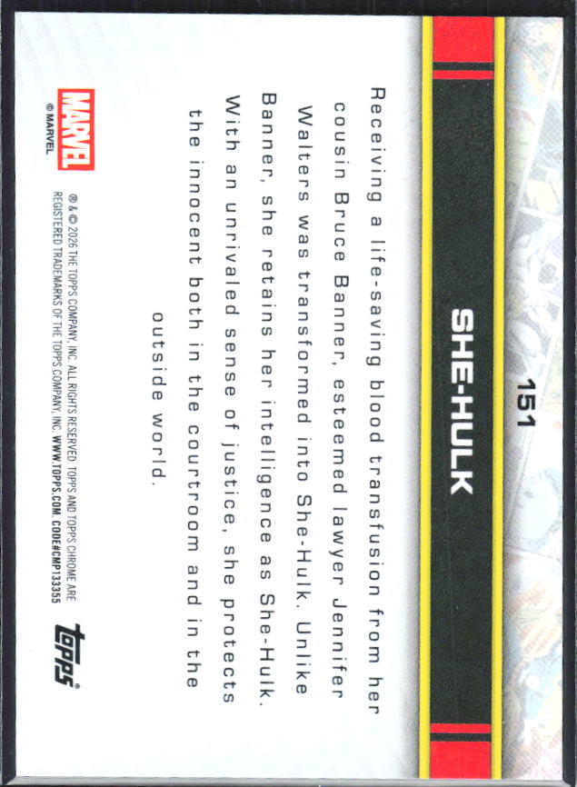 She-Hulk 2026 Chrome Marvel #151 – baksida