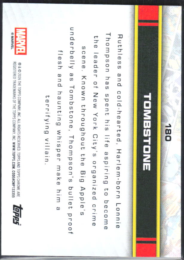 Tombstone 2026 Chrome Marvel #180 – baksida