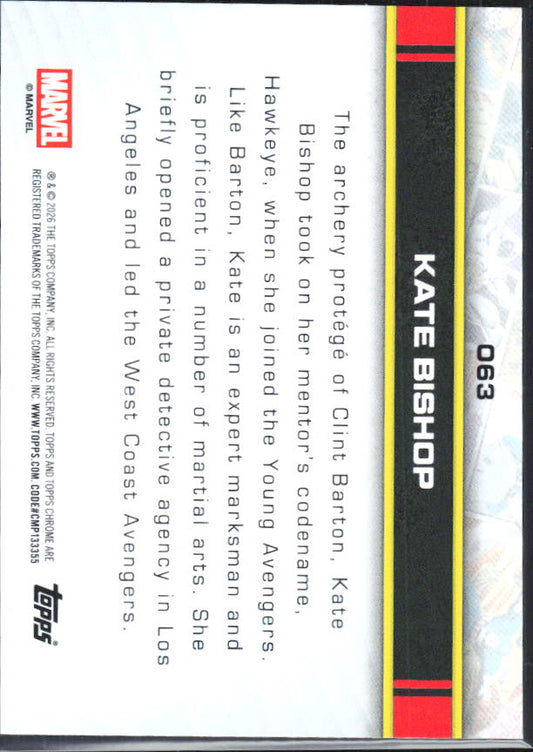 Kate Bishop 2026 Chrome Marvel #063 – baksida