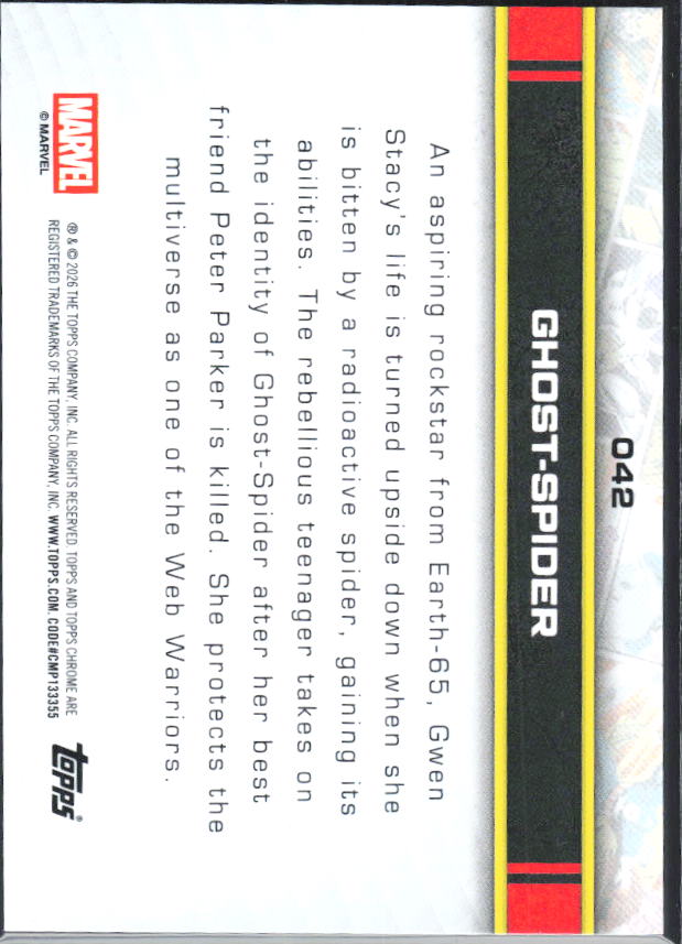 Ghost-Spider 2026 Chrome Marvel #042 – baksida