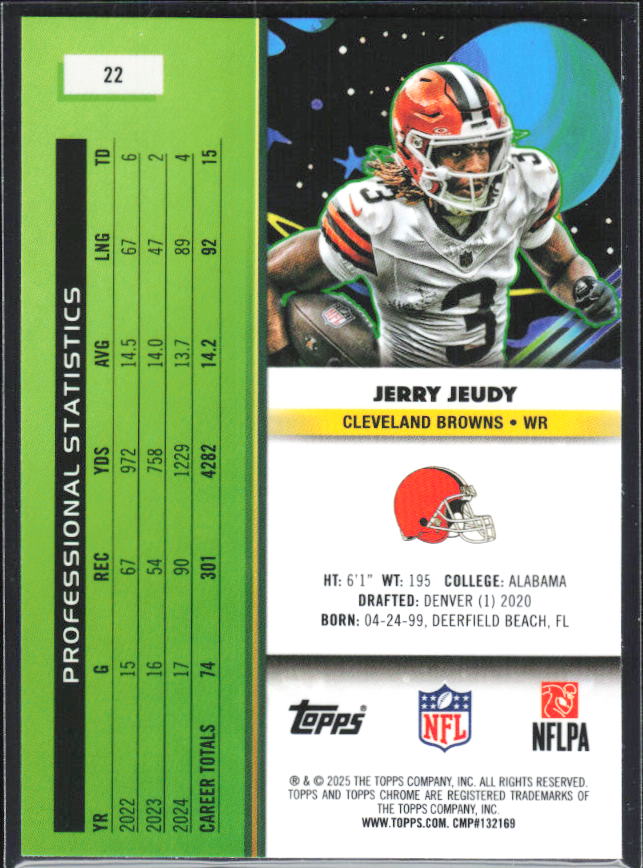Jerry Jeudy 2025 Cosmic Chrome #22 – baksida