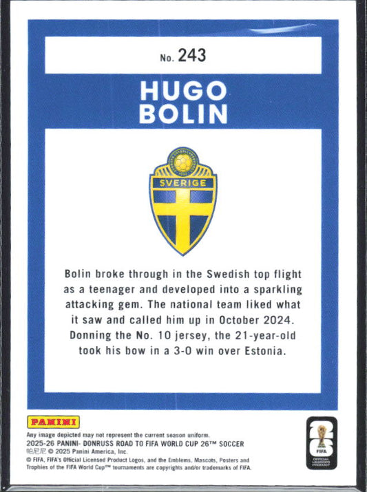 Hugo Bolin 2025-26 Donruss Road to FIFA World Cup Optic Rated Rookie #243 – baksida
