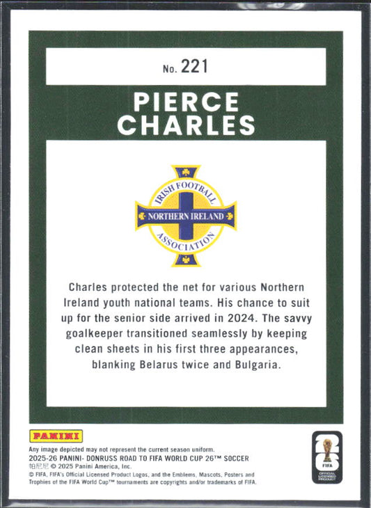 Pierce Charles 2025-26 Donruss Road to FIFA World Cup Rated Rookie #221 – baksida