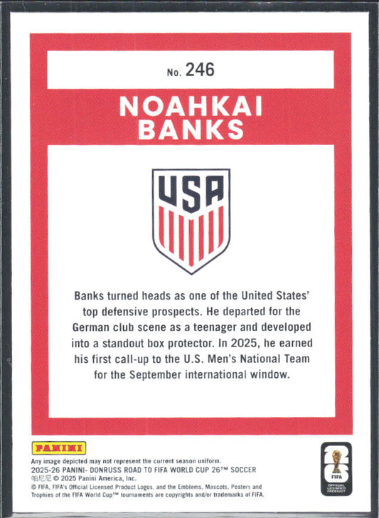 Noahkai Banks 2025-26 Donruss Road to FIFA World Cup Rated Rookie #246 – baksida