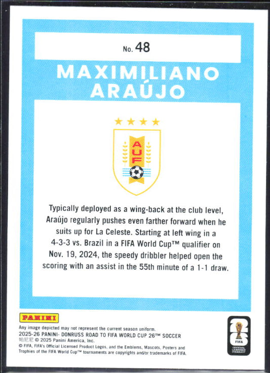 Maximiliano Araújo 2025-26 Donruss Road to FIFA World Cup #48 – baksida