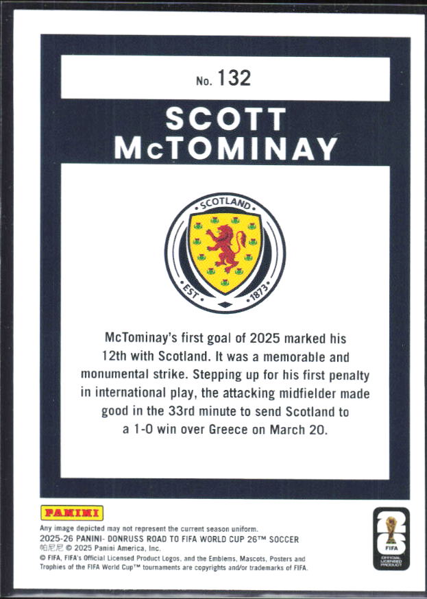 Scott McTominay 2025-26 Donruss Road to FIFA World Cup #132 – baksida