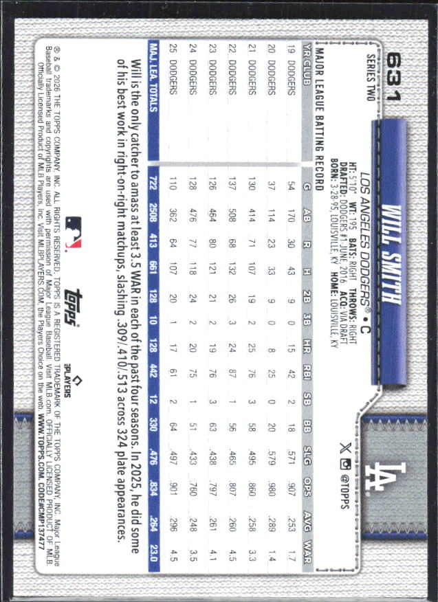 Will Smith 2026 Series 2 #631 – baksida