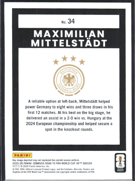 Maximilian Mittelstädt 2025-26 Donruss Road to FIFA World Cup #34 – baksida