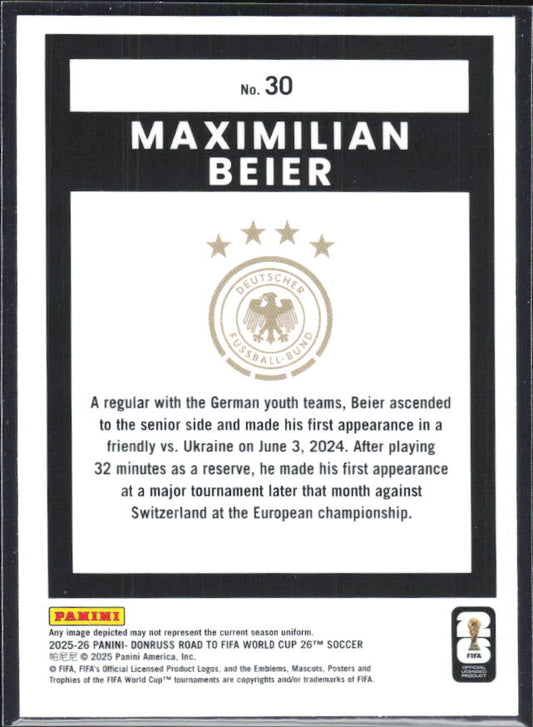Maximilian Beier 2025-26 Donruss Road to FIFA World Cup Optic #30 – baksida