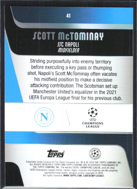 Scott McTominay 2025-26 Chrome UEFA #41 – baksida