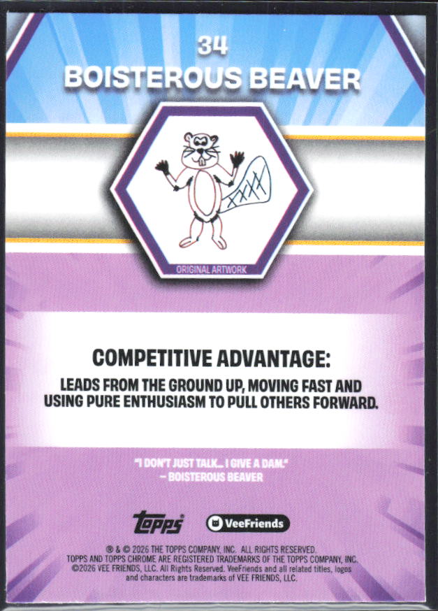 Boisterous Beaver 2026 Chrome VeeFriends #34 – baksida