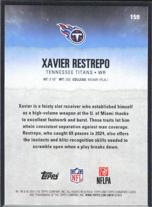 Xavier Restrepo 2025 Signature Class #159 – baksida