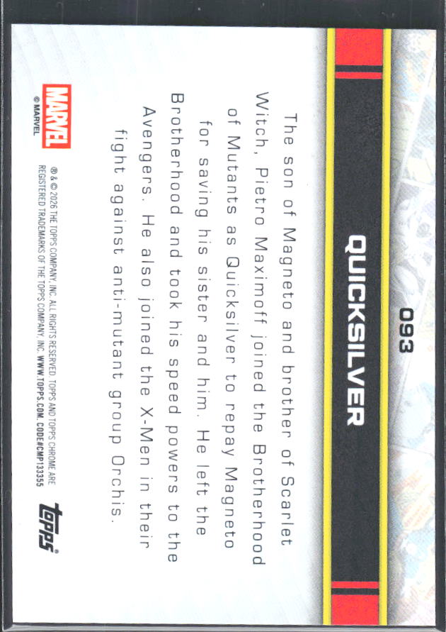 Quicksilver 2026 Chrome Marvel #093 – baksida
