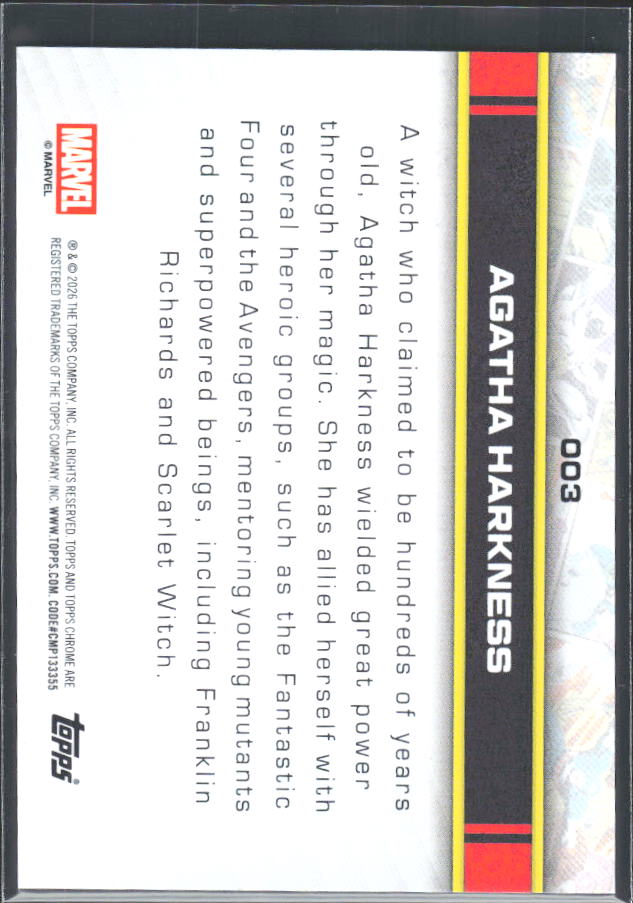 Agatha Harkness 2026 Chrome Marvel #003 – baksida