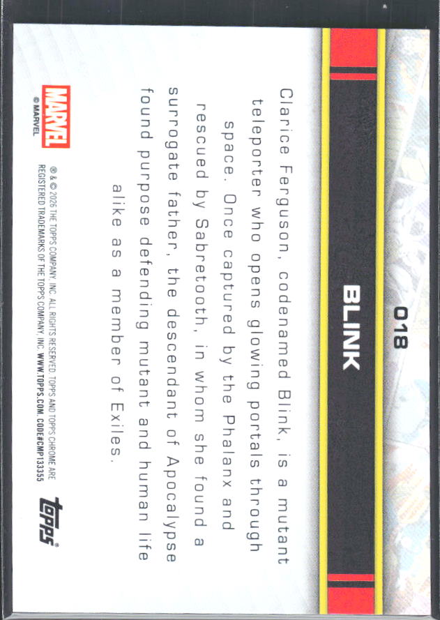 Blink 2026 Chrome Marvel #018 – baksida