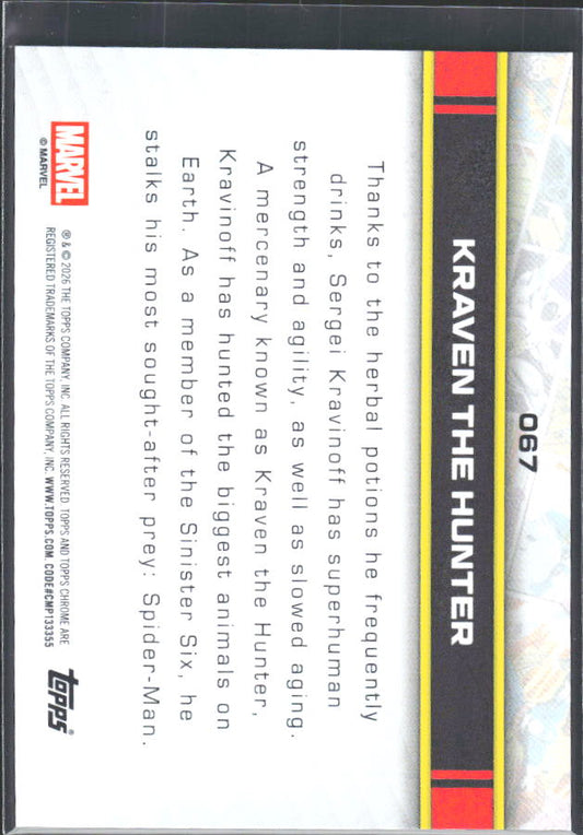 Kraven the Hunter 2026 Chrome Marvel #067 – baksida