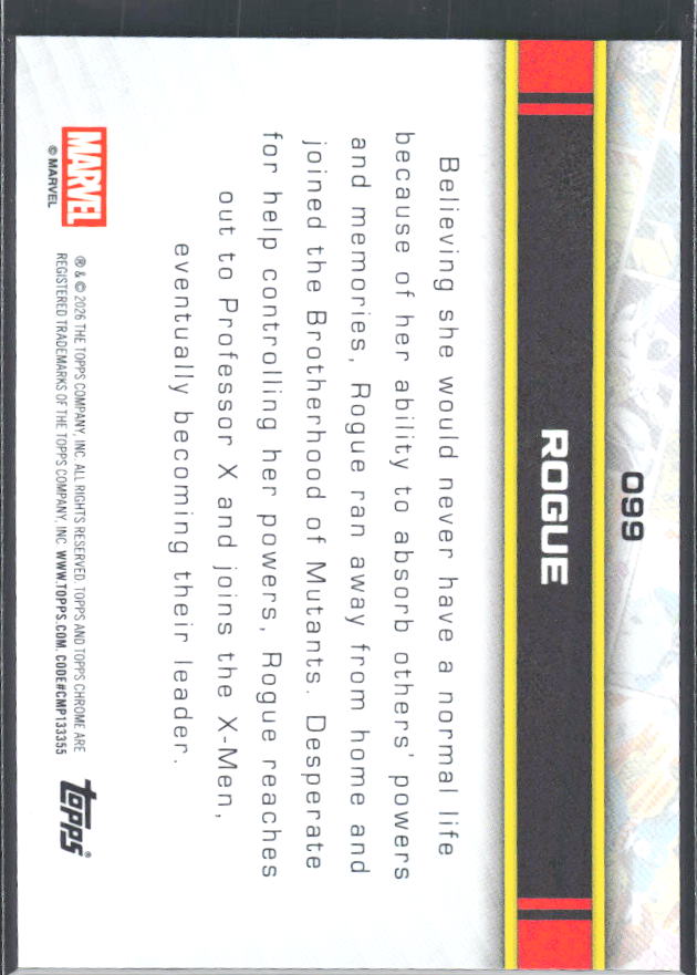 Rogue 2026 Chrome Marvel #099 – baksida