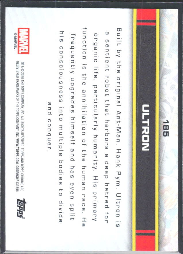Ultron 2026 Chrome Marvel #185 – baksida