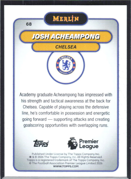 Josh Acheampong 2026 Merlin Premier League #68 – baksida